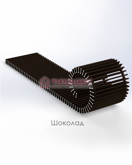 Конвектор внутрипольный Helios Therm Double Alpha (CIAD) без вентилятора глубиной 130мм с алюминиевой решеткой шоколадного цвета