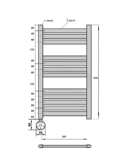 Полотенцесушитель электрический Solent Olivera SR-016 1000х500 П12 белый