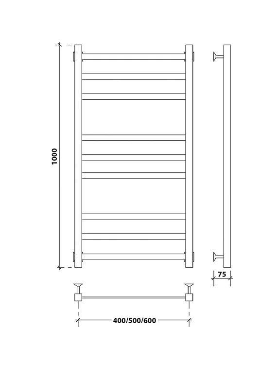 Электрический полотенцесушитель Secado Корсико 3 из нержавеющей стали, черный