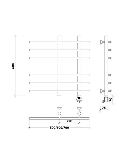 Электрический полотенцесушитель Secado Турин 3 из нержавеющей стали
