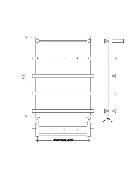Водяной полотенцесушитель Secado Понтида 1 КСП из нержавеющей стали