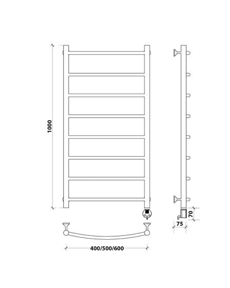Электрический полотенцесушитель Secado Милан 1 из нержавеющей стали