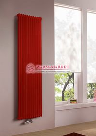 Трубчатый вертикальный радиатор Dia Norm 2180 двухтрубный с нижним центральным подключением красного цвета