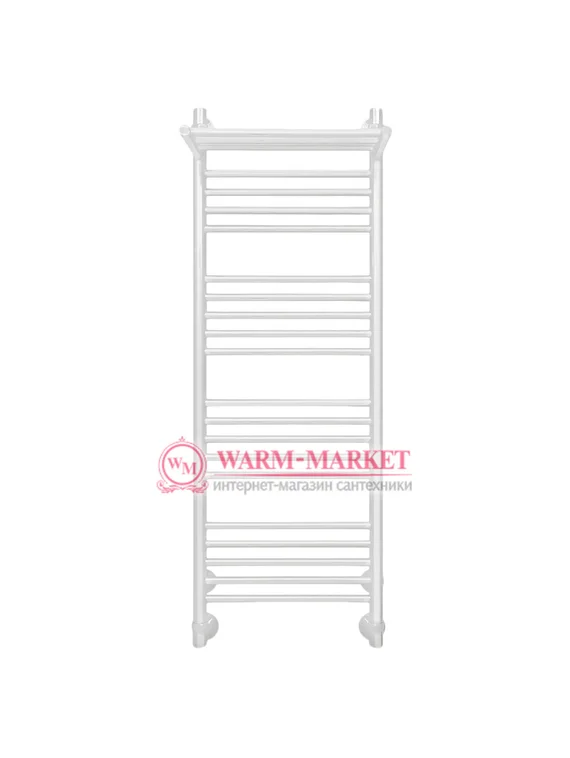 Mini P 1200х400 - узкий электрический полотенцесушитель с полкой из нержавеющей стали 400 мм. шириной, белый.