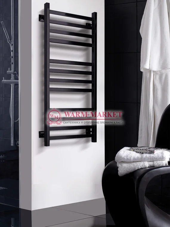 Quadro V 30 Black-черный полотенцесушитель из квадратного и прямоугольного профиля