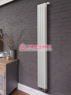 Вертикальный трубчатый радиатор Purmo Delta Lazerline 3180-4 секции, трехтрубный нижнее правое/левое подключение с вентилем.