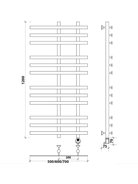 Электрический полотенцесушитель Secado Понтида 3 из нержавеющей стали