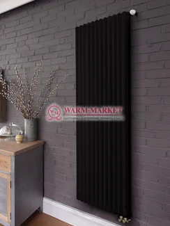 Трубчатый вертикальный радиатор Dia Norm 3180 трехтрубный нижнее правое/левое подключение с вентилем черного цвета