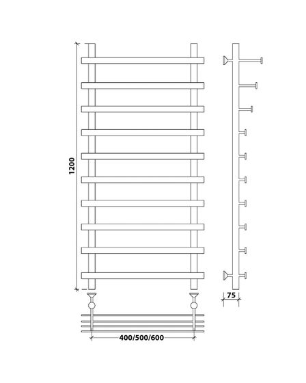 Водяной полотенцесушитель Secado Понтида 7 СП из нержавеющей стали