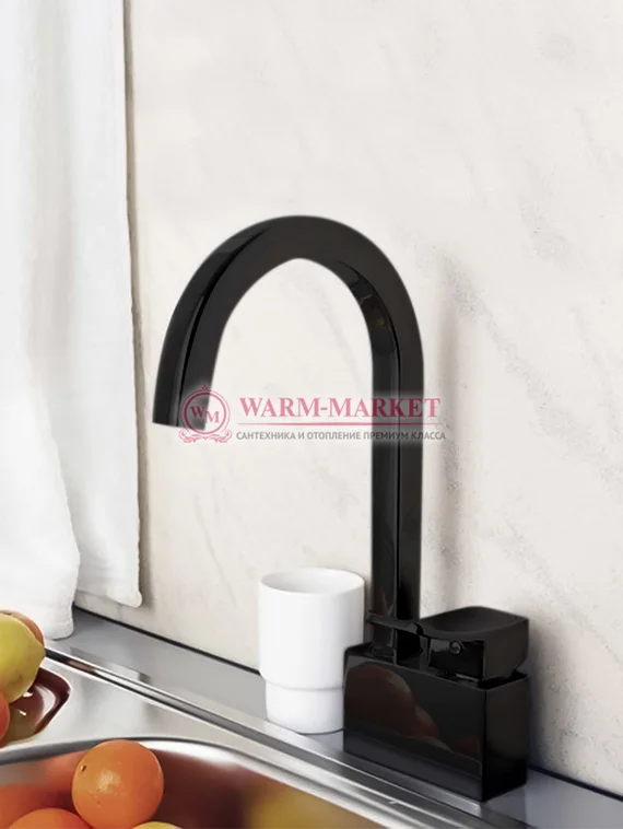 Смеситель для кухни черный Aller 1067Bl