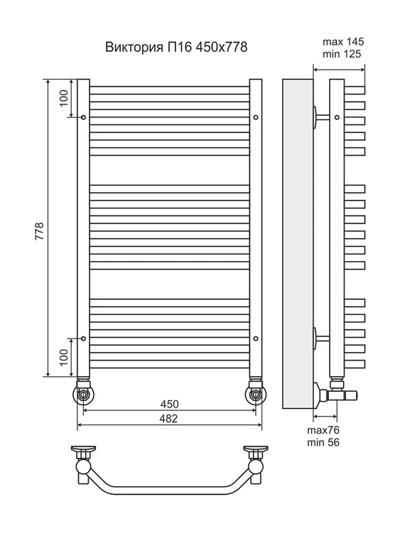 Виктория П16 - электрический полотенцесушитель, цвет бронза
