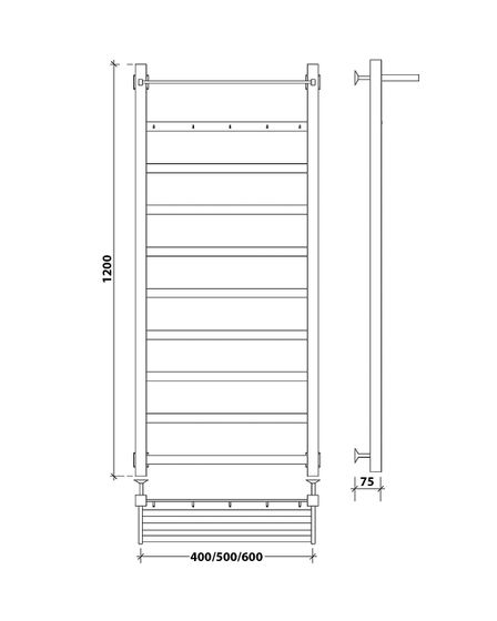 Водяной полотенцесушитель Secado Корсико 1 КСП из нержавеющей стали, черный