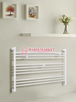 Богема L 600х900 – белый горизонтальный широкий дизайнерский полотенцесушитель