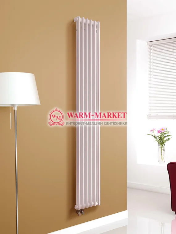 Вертикальный трубчатый радиатор Purmo Delta Lazerline 2180-6 секций, двухтрубный с нижним правым/левым подключением