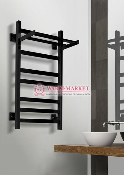 Quadro V 30+ полотенцесушитель из квадратного и прямоугольного профиля с полкой