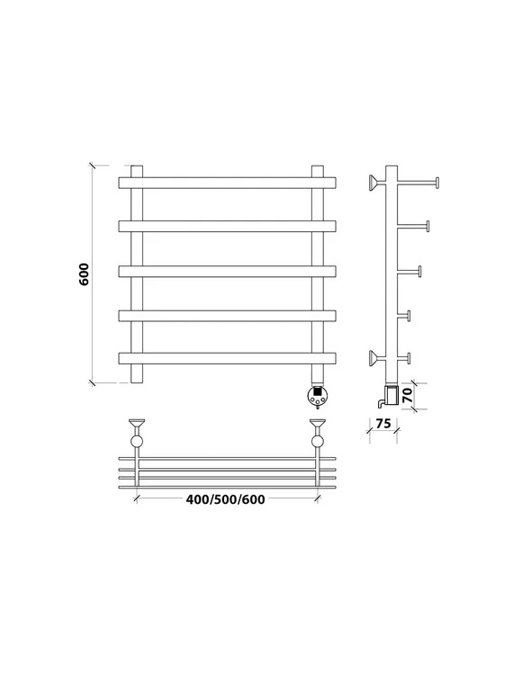 Электрический полотенцесушитель Secado Понтида 7 СП из нержавеющей стали