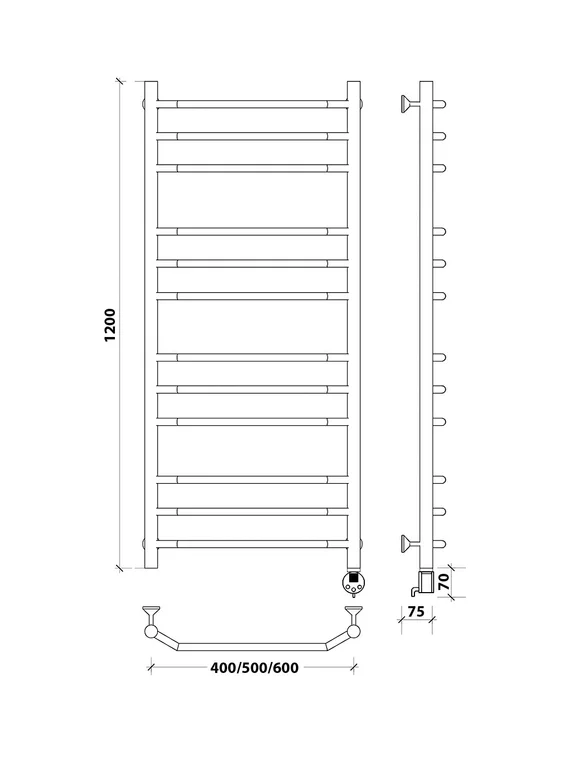 Электрический полотенцесушитель Secado Агата 3 из нержавеющей стали
