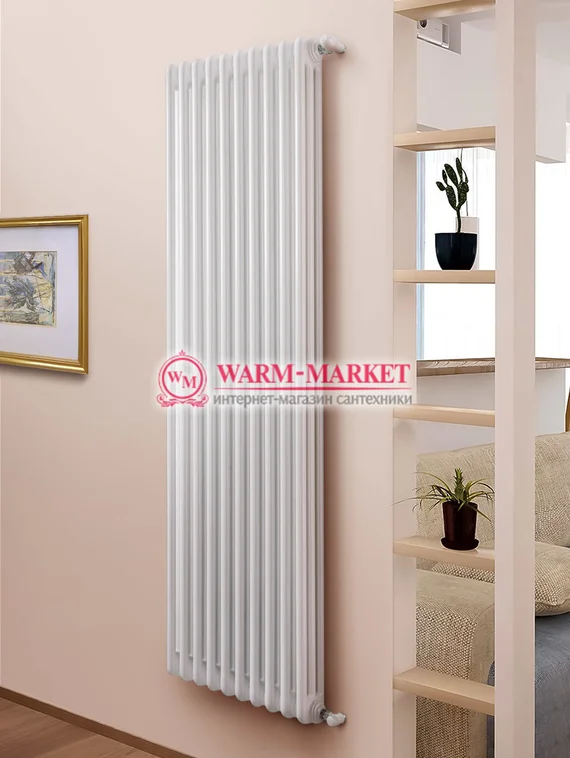 Вертикальный трубчатый радиатор Purmo Delta Lazerline 3180-8 секций, трехтрубный с боковым подключением