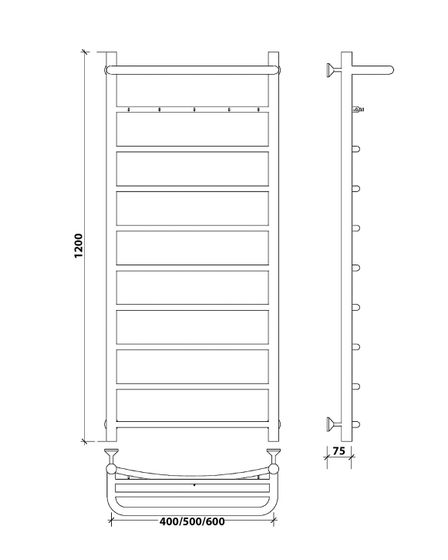 Водяной полотенцесушитель Secado Милан 1 КСП из нержавеющей стали