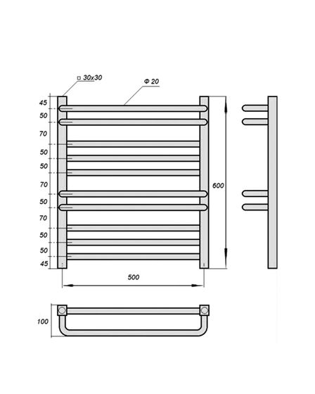 Полотенцесушитель электрический Solent Roure SR-009 600х500 П10 черный