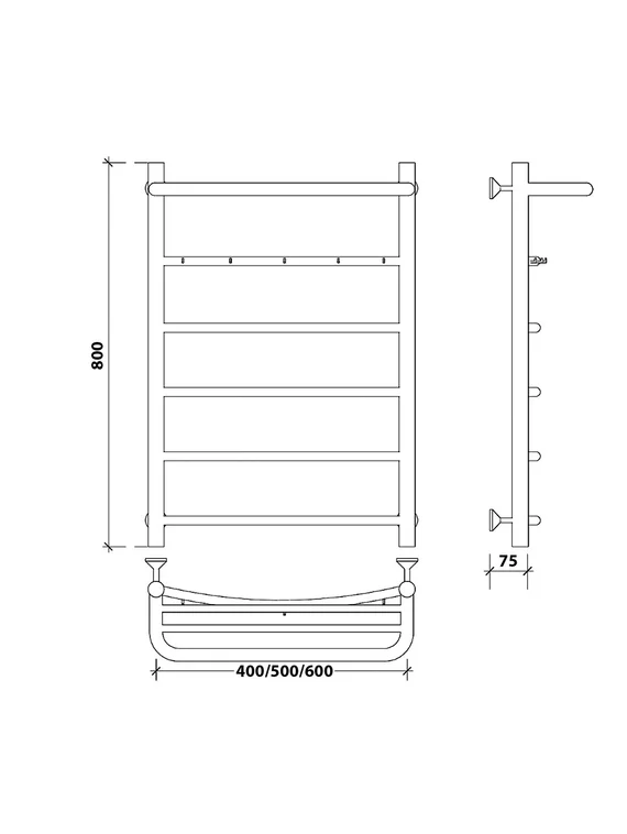 Водяной полотенцесушитель Secado Милан 1 КСП из нержавеющей стали