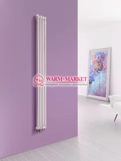 Вертикальный трубчатый радиатор Purmo Delta Lazerline 2180-4 секции, двухтрубный нижнее правое/левое подключение с вентилем.