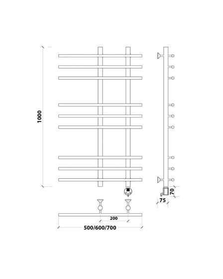 Электрический полотенцесушитель Secado Турин 3 из нержавеющей стали