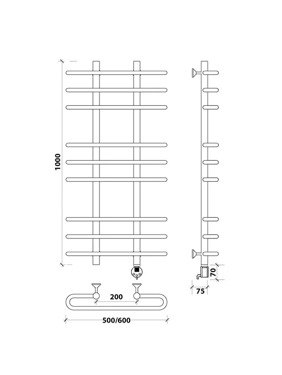 Электрический полотенцесушитель Secado Венеция 3 из нержавеющей стали