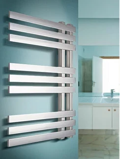 Vega White - белый дизайн полотенцесушитель оригинальной формы с квадратным профилем