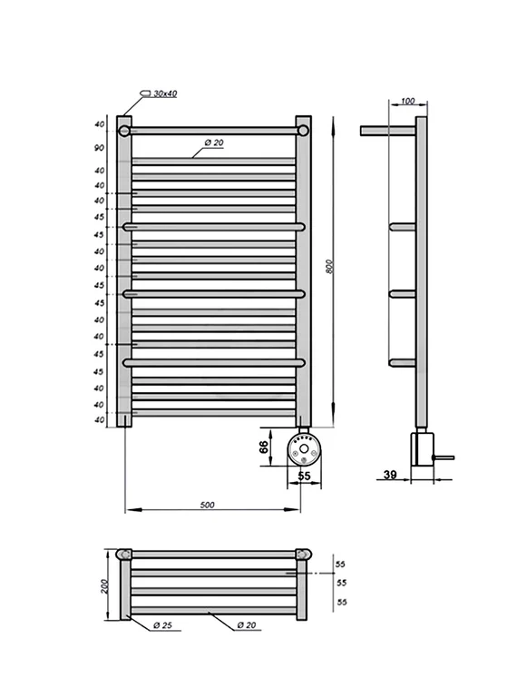 Полотенцесушитель электрический Solent Vinya SR-013 500х800 П17 белый