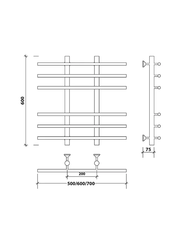 Водяной полотенцесушитель Secado Турин 4 из нержавеющей стали