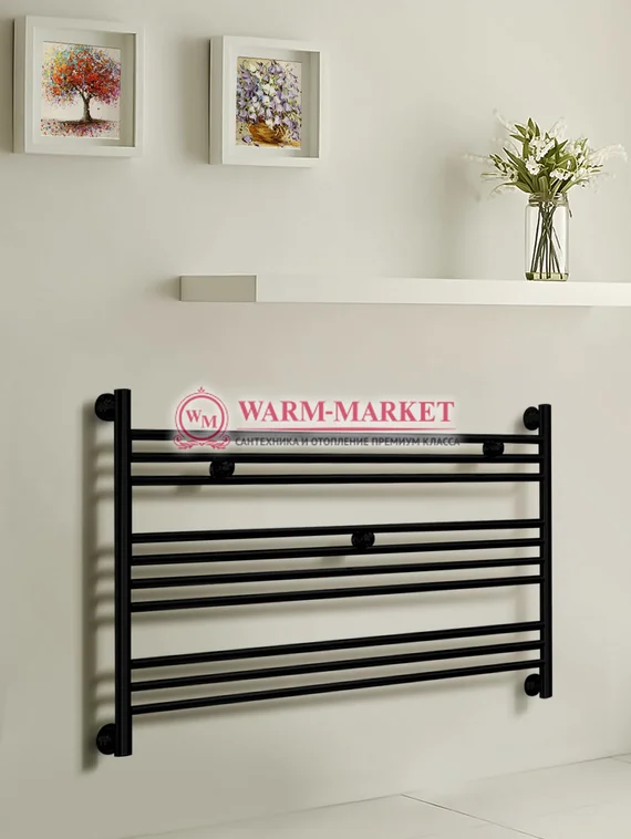 Богема L 600х900 – черный горизонтальный широкий дизайнерский полотенцесушитель