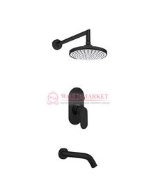 Встраиваемый комплект для ванны с изливом и верхней душевой насадкой черный А13029-Bl