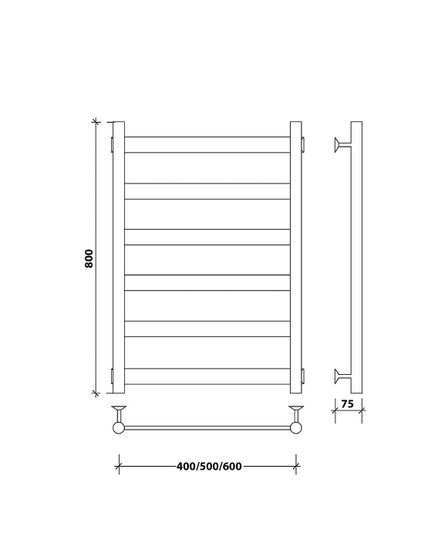Водяной полотенцесушитель Secado Комано 2 из нержавеющей стали, черный