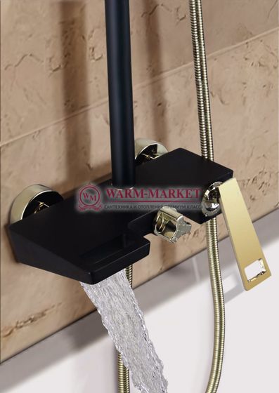 Душевой гарнитур Quadro черный золото