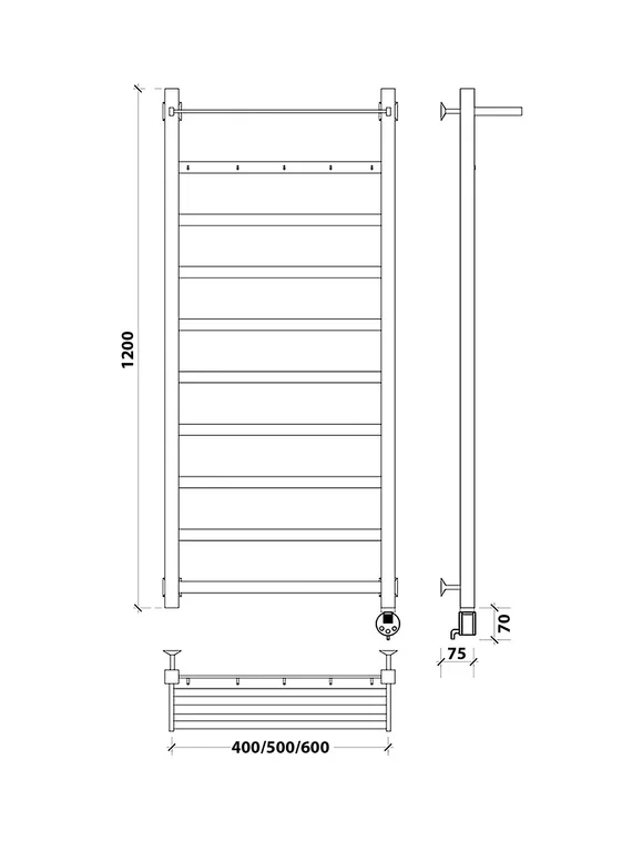 Электрический полотенцесушитель Secado Корсико 1 КСП из нержавеющей стали, черный