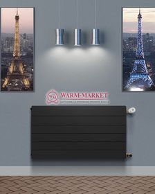 Ramo Compact RС 21s, высотой 500 мм - панельный радиатор c горизонтальными бороздками боковое подключение черного цвета