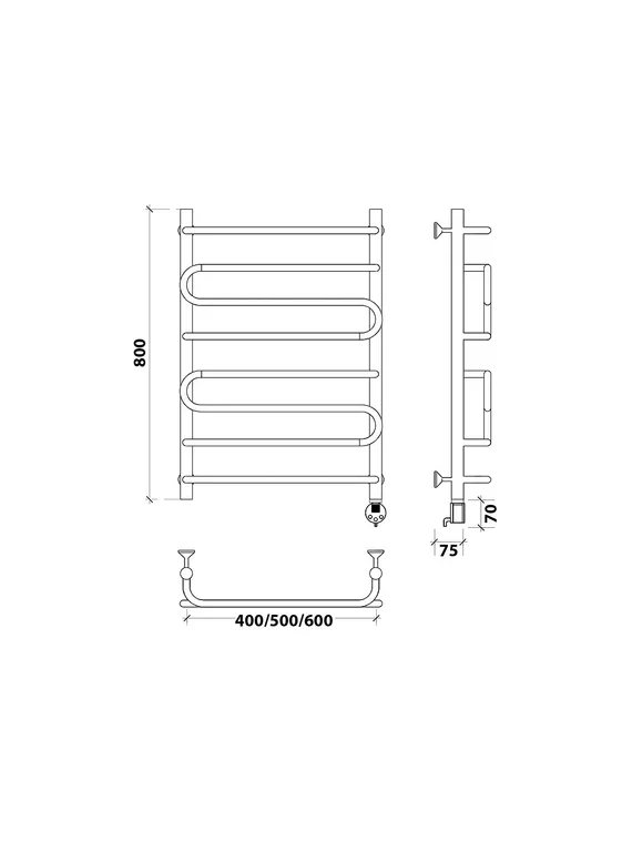 Электрический полотенцесушитель Secado Валенсия 2 из нержавеющей стали