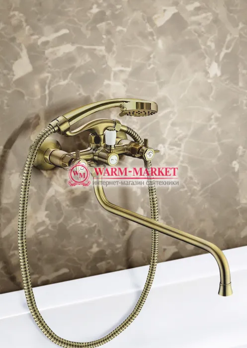 Elg Bronze 012 - бронзовый смеситель для ванны с душевым комплектом | Фото 1