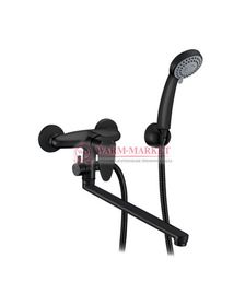 Смеситель для ванны с длинным изливом черный Leine 3502L-Bl