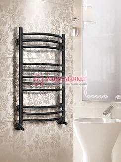 Forma Black - черный полотенцесушитель шириной 400 мм, выпуклый вперед