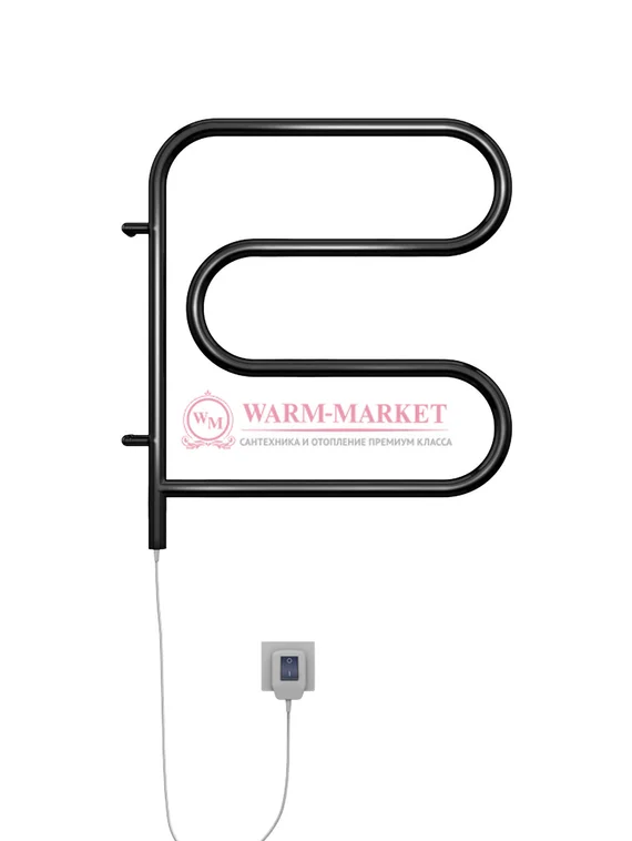 F-образный электрический полотенцесушитель, черный