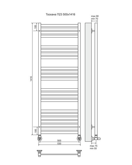 Тоскана П23 - электрический полотенцесушитель, белый