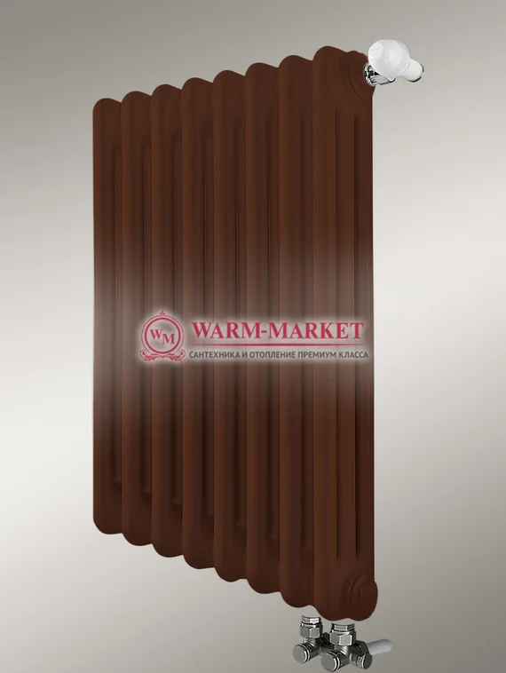 Трубчатый радиатор Dia Norm 3037 трехтрубный с нижним правым/левым подключением коричневого цвета