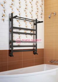 Hendriks-черный полотенцесушитель с полкой, нижнее подключение