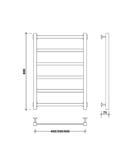 Водяной полотенцесушитель Secado Корсико 1 из нержавеющей стали, черный