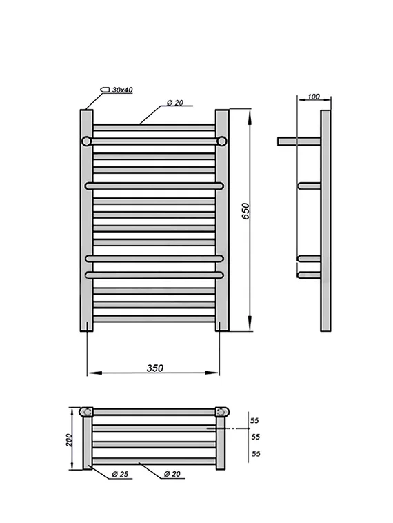Полотенцесушитель электрический Solent Roure SR-019 400х650 П14 белый
