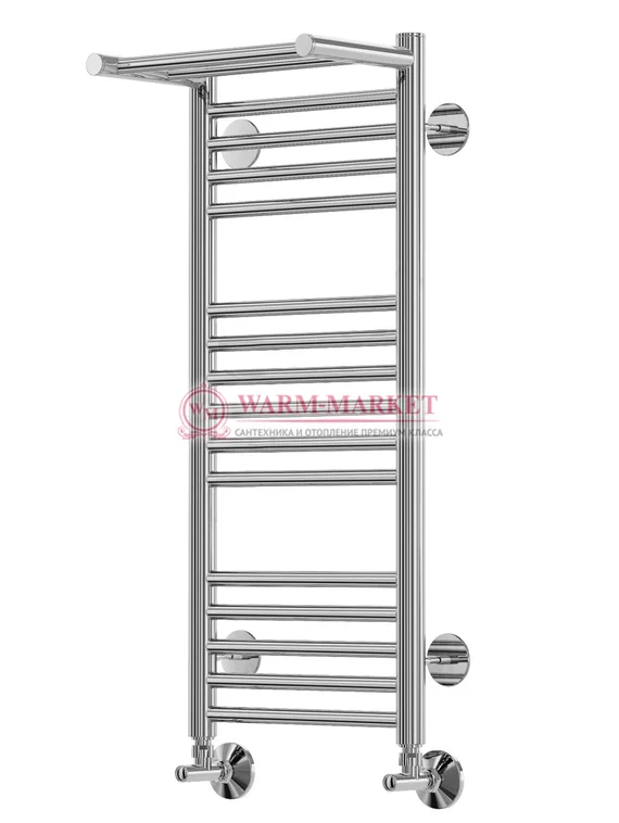 Аврора П16-1- водяной полотенцесушитель с полкой, нижнее подключение, цвет золото