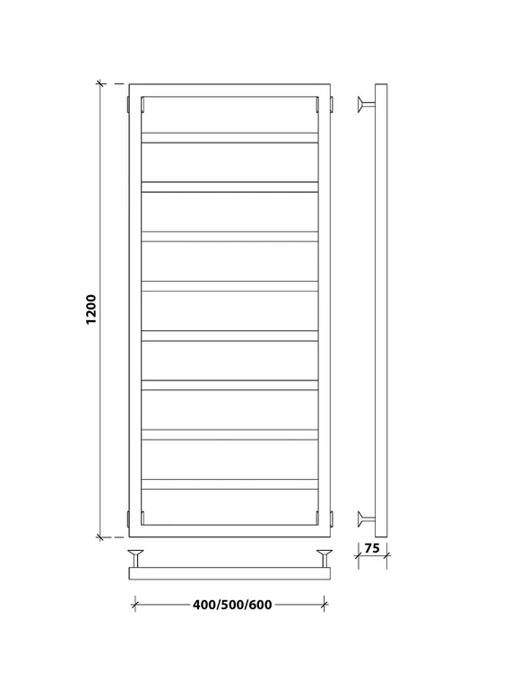 Водяной полотенцесушитель Secado Парма из нержавеющей стали, черный