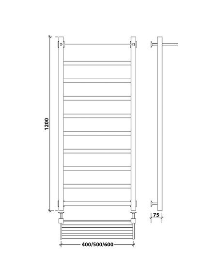 Водяной полотенцесушитель Secado Корсико 1 СП из нержавеющей стали, черный
